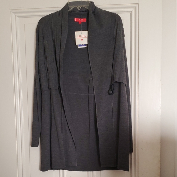 LO.RI. made in Italy Gray Open Front Cardigan